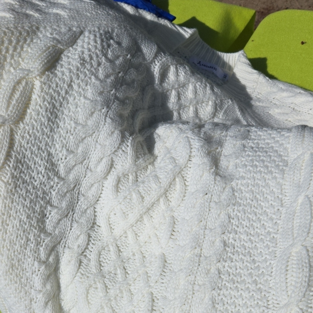Women's White Cable Knit Sweater